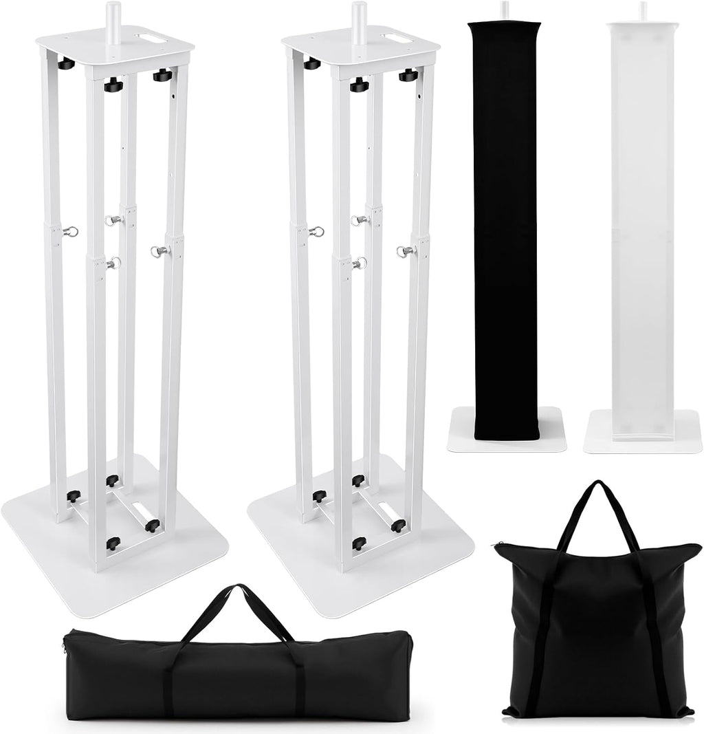 Cinnvoice 2 Set DJ Totem Light Stand Adjustable,3.3-5.8ft,White