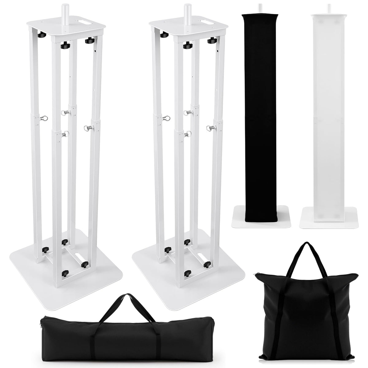 Cinnvoice 2 Set DJ Totem Light Stand Adjustable,3.3-5.8ft,White