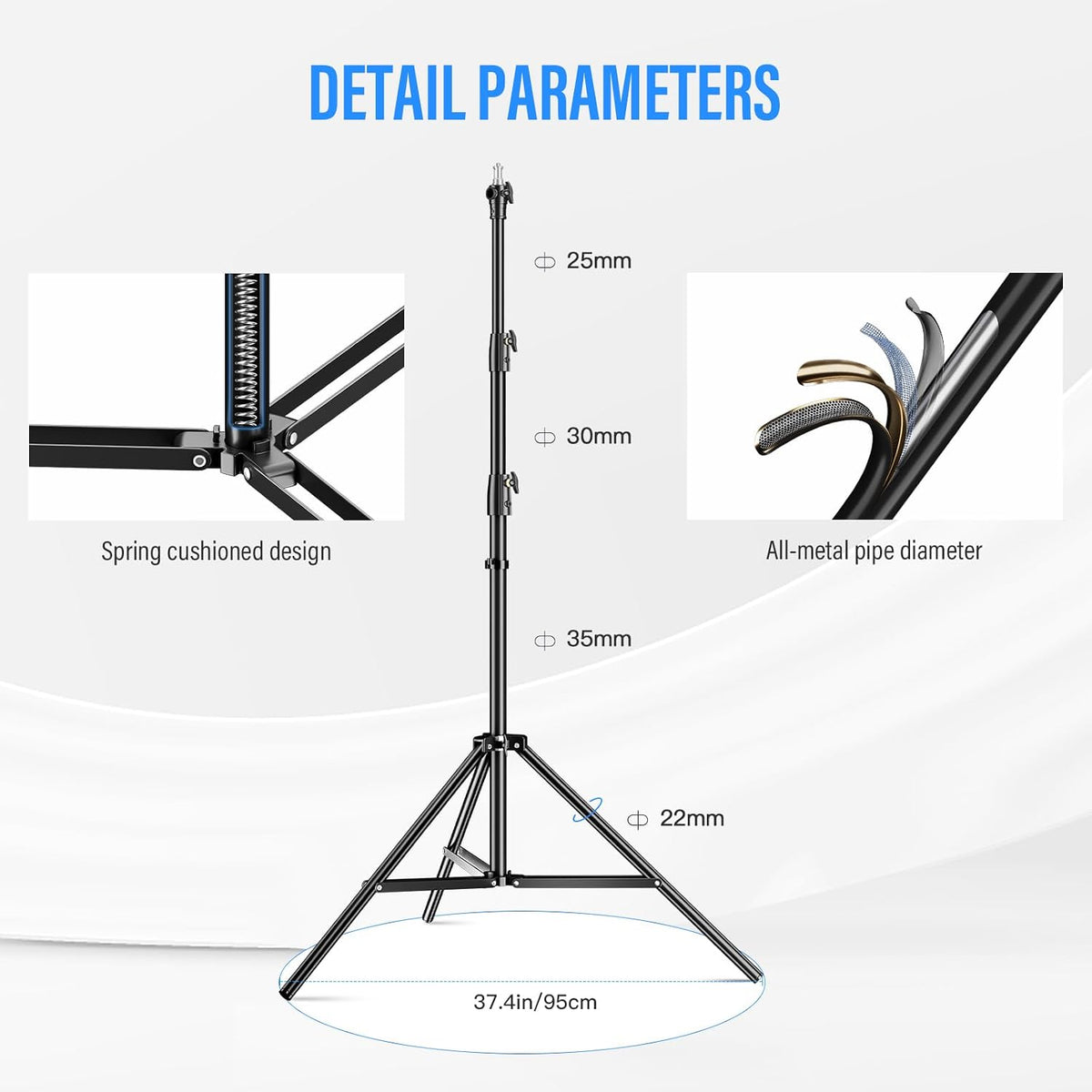 GODOX 380F Heavy Duty Light Stand 150in/12.6' Light Stand Spring Cushioned
