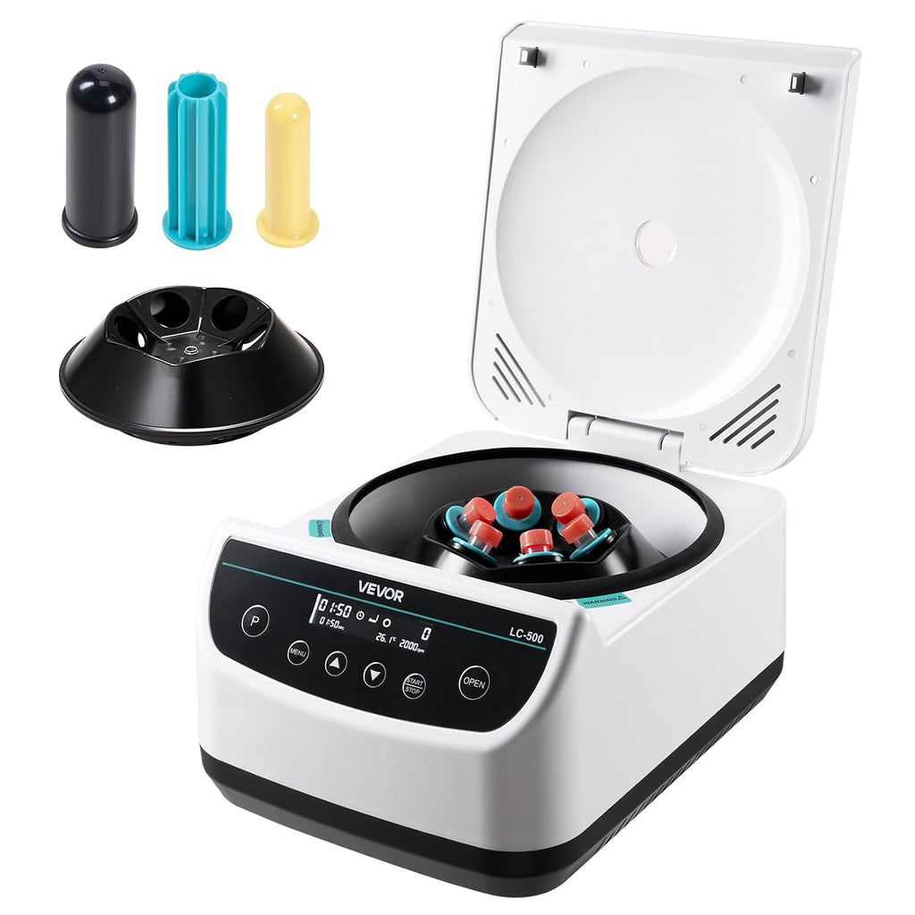 VEVOR Centrifuge Machine, 100-2100xg RCF Electric Laboratory Centrifuge Machine with 1 Rotor for 2/5/10/15/50ml Tube Capacity, Low Speed 500-4000rpm with Timer, Widely Used in Various Experiments