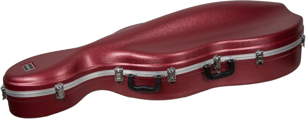 Crossrock ABS Cello Case for 4/4 & 3/4 Size | Wine Red Velvet Interior, Molded Hardshell with Wheels, Lock, Dual Bow Holders & Backpack Straps-Dark Red (CRA862CEFDR)
