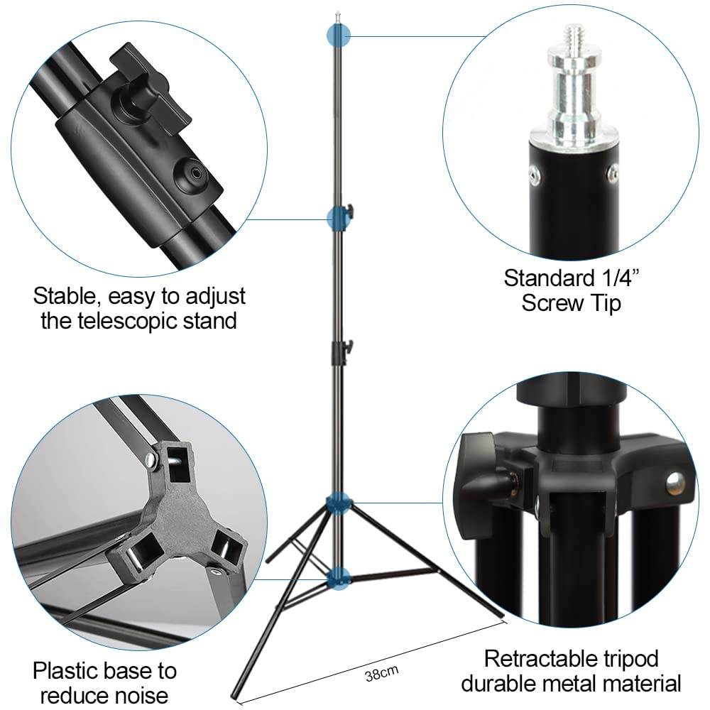 Heavy Duty Light Stand 9.5ft, Aluminum Alloy Lights Stand Spring Cushioned Adjustable Photo Video Lighting Stand, Photography Studio Tripod Stands for Flash LED Video Lights, Ring Lighting, Softboxes