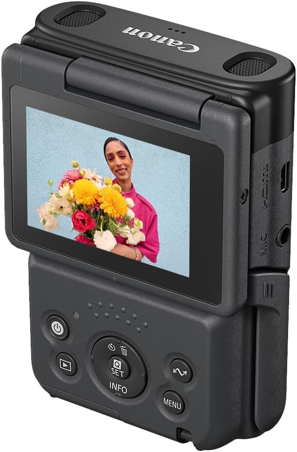 Canon PowerShot V10 Compact Vlogging Camera, 1" CMOS Sensor, 4K Video Streaming, Builtâin WideâAngle Zoom Lens, FlipâLCD & Stereo Mic, Image Stabilization, Creator Studio in Your Pocket, Black