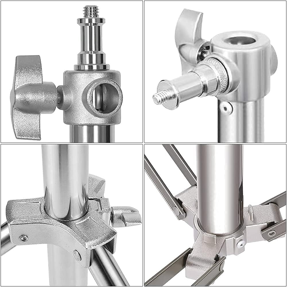 Stainless Steel Light Stand Photography, Spring Cushioned Heavy Duty Tripod Stand, 9.5ft/2.8m, 2 Packs Professional Photography Studio Stands