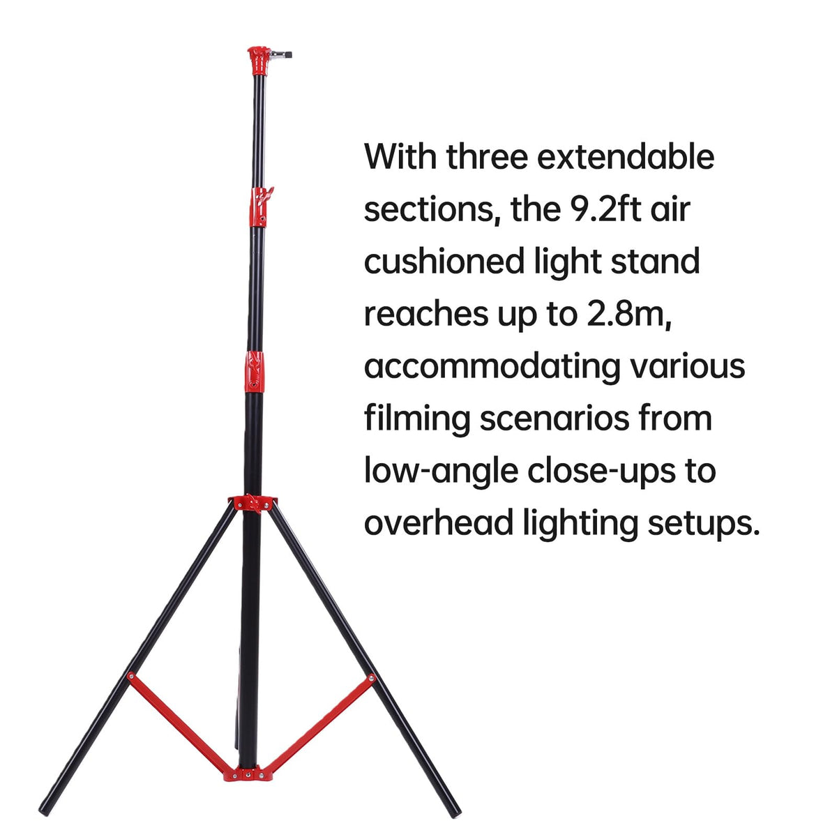 Yoidesu 3 Section Air Cushioned Light Stand, Heavy Duty Stainless Steel Photography Stand with 1/4 3/8 Inch Screw Mounts for Studio Video Recording Camera LED Light (Orange)