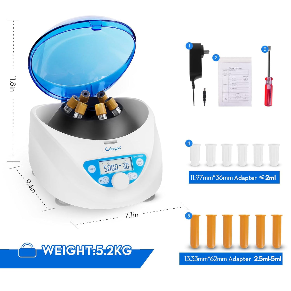 Cekegon PRP Centrifuge Machine, 6x15mL 300-5000rpm Max 2600xg