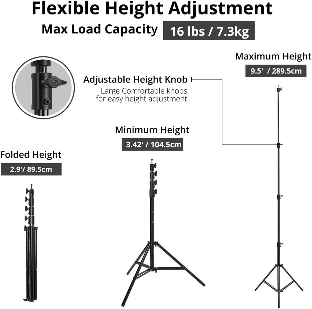 Flashpoint 2X Pro Air-Cushioned Heavy-Duty Light Stand (Black, 9.5')