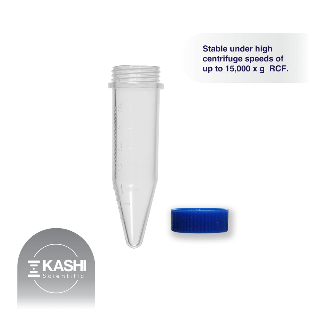 Kashi Scientific 50mL Self Standing Centrifuge Tubes with Screw Cap Lid, Lab Grade Polypropylene Plastic, Skirted, Printed Graduation, Write-on Spot [50mL Self-Standing, 500]