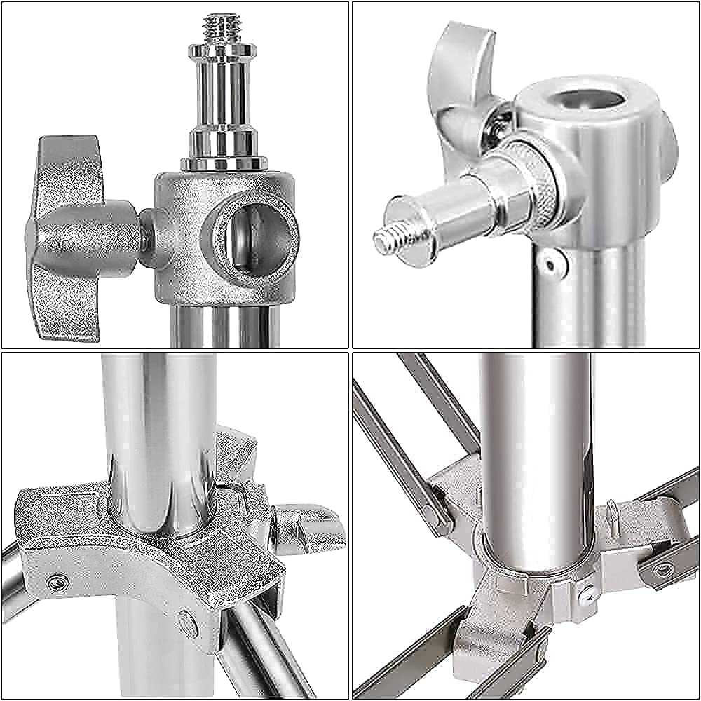 Stainless Steel Light Stand Photography, Spring Cushioned Heavy Duty Tripod Stand, 9.5ft/2.8m, 2 Packs Professional Photography Studio Stands