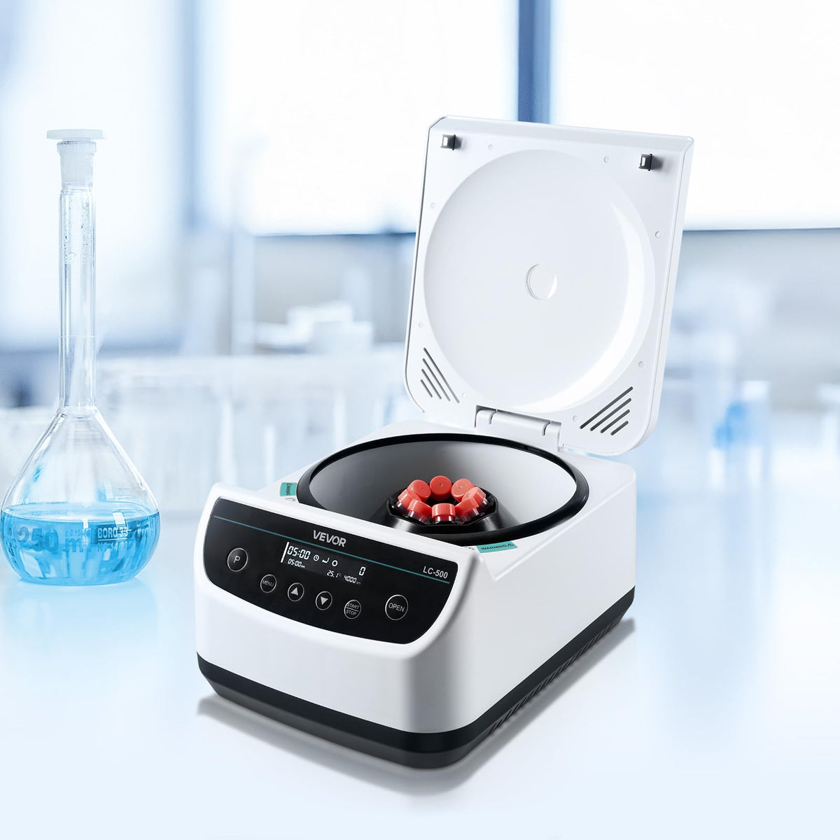 VEVOR Centrifuge Machine, 100-2100xg RCF Electric Laboratory Centrifuge Machine with 1 Rotor for 2/5/10/15/50ml Tube Capacity, Low Speed 500-4000rpm with Timer, Widely Used in Various Experiments