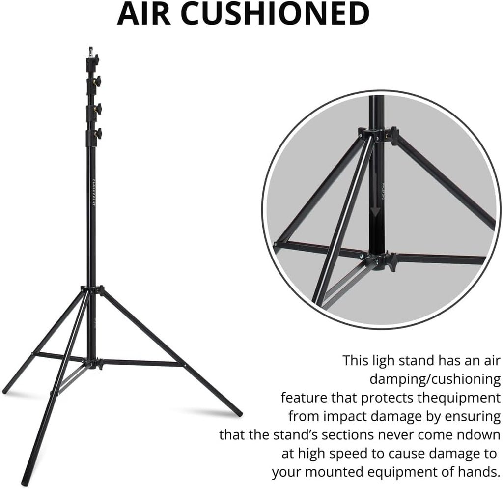 Flashpoint 13' Pro Air-Cushioned Heavy-Duty Light Stand V2, Black, 2-Pack