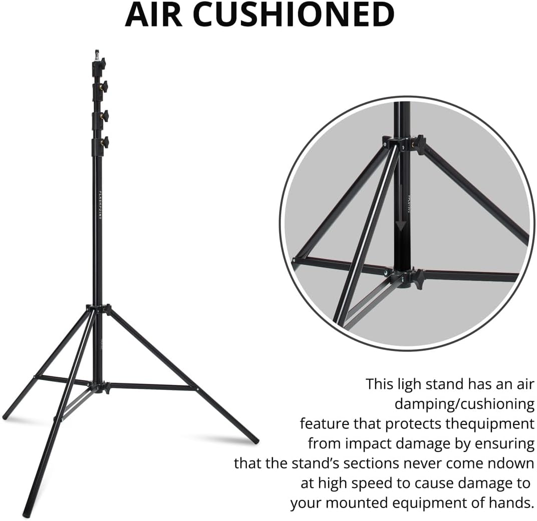 Flashpoint 13' Pro Air-Cushioned Heavy-Duty Light Stand V2, Black, 2-Pack