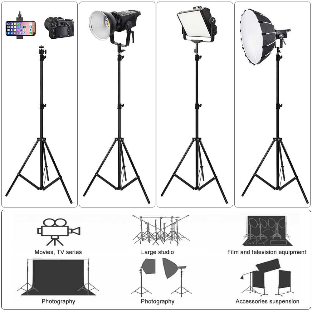 Heavy Duty Aluminum Alloy Photography Video Tripod Light Stands, Tripod Stands for Softboxes, Umbrellas, Reflectors, Lights - Pack of 2, 9.19 Feet/2.8M