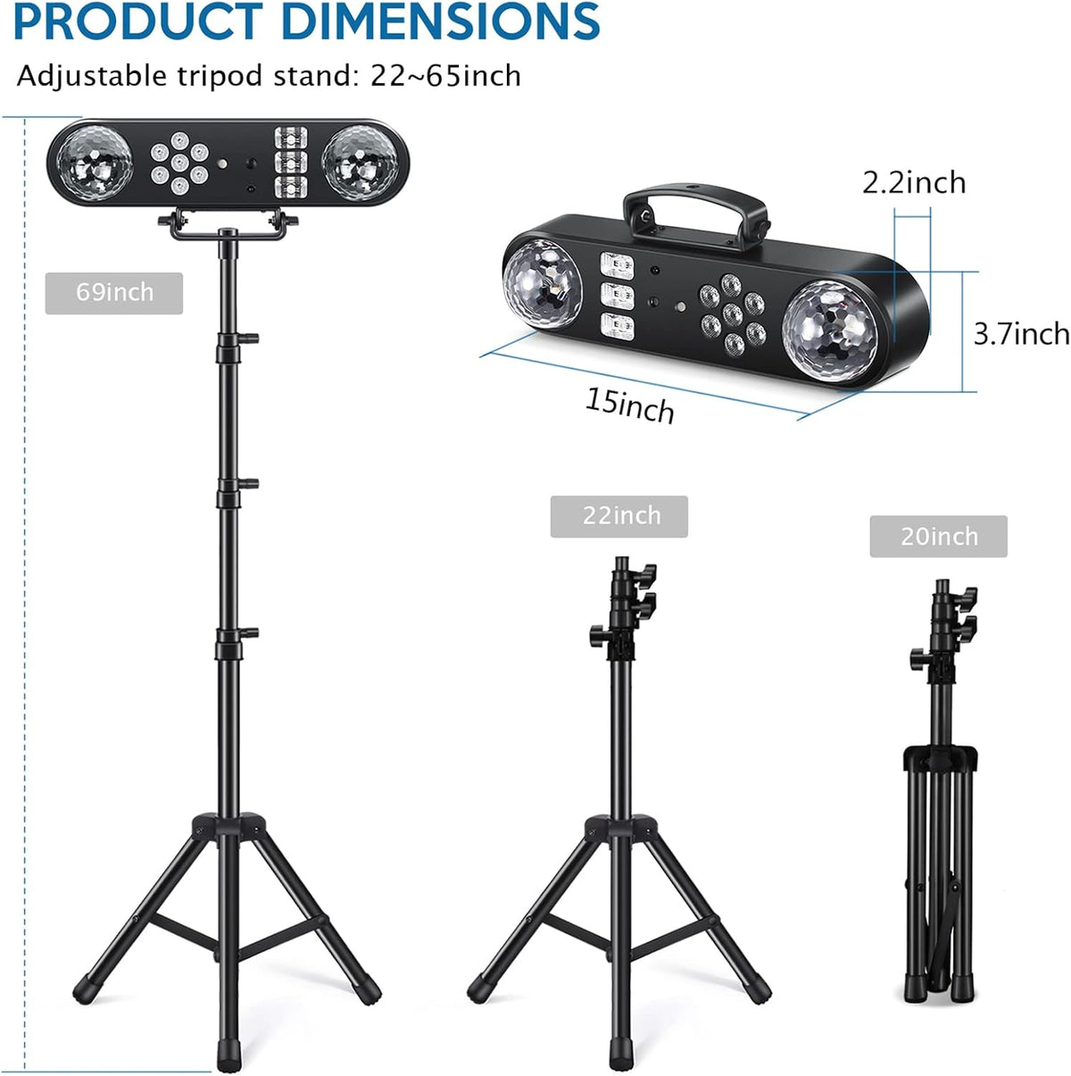 Telbum DJ Lights with Stand and 1500W Fog Machine, Make a Party Show