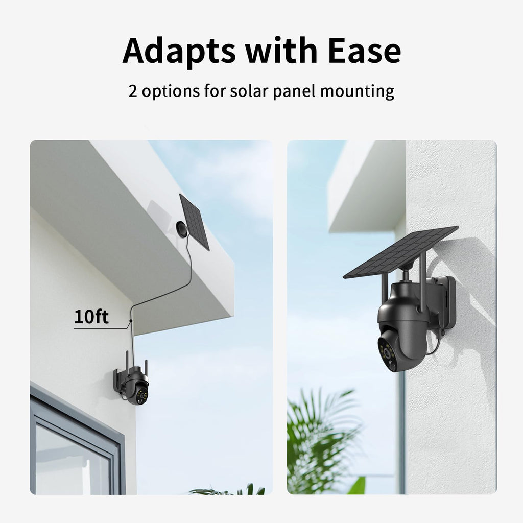 SEHMUA 2K Solar Security Cameras Wireless Outdoor, 2 Pack 360Â° View Pan/Tilt WiFi Security Camera Outside with Color Night Vision,Easy to Install, PIR Alarm, 2-Way Audio