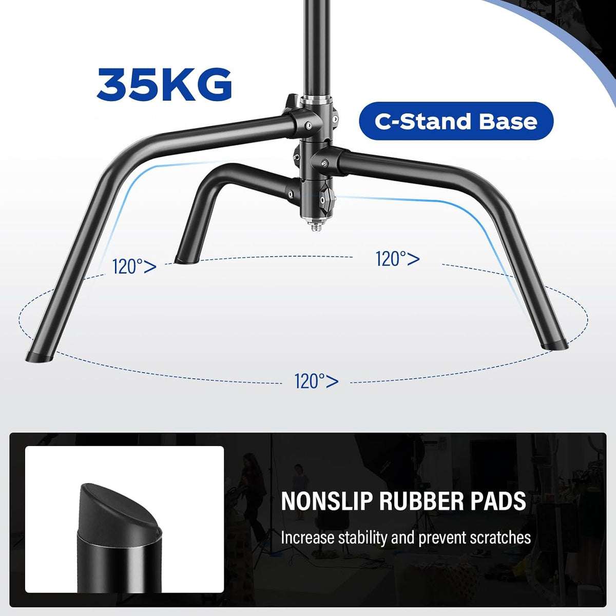 2 Pack Stainless Steel Photography Light Stand 6.9ft/210cm with Holding Arm Sandbag Grip Head Heavy Duty C Stand Sturdy for Photography Studio Video Monolight Softbox Shooting?Black?