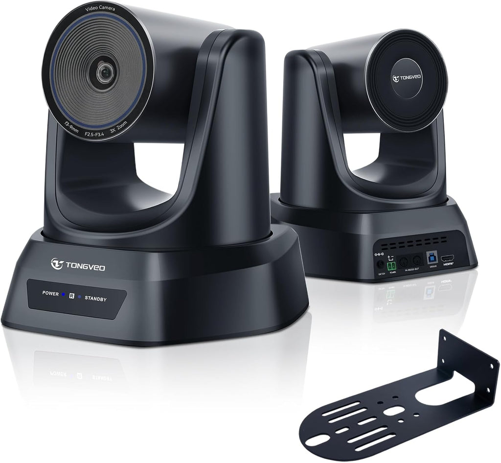 TONGVEO 3X Optical Zoom PTZ Camera AI Auto-Tracking HDMI USB 3.0 1080P 60fps Wide-Angle for Video Conference Business Meeting Live Streaming Online Learn with Zoom YouTube Teams OBS and More