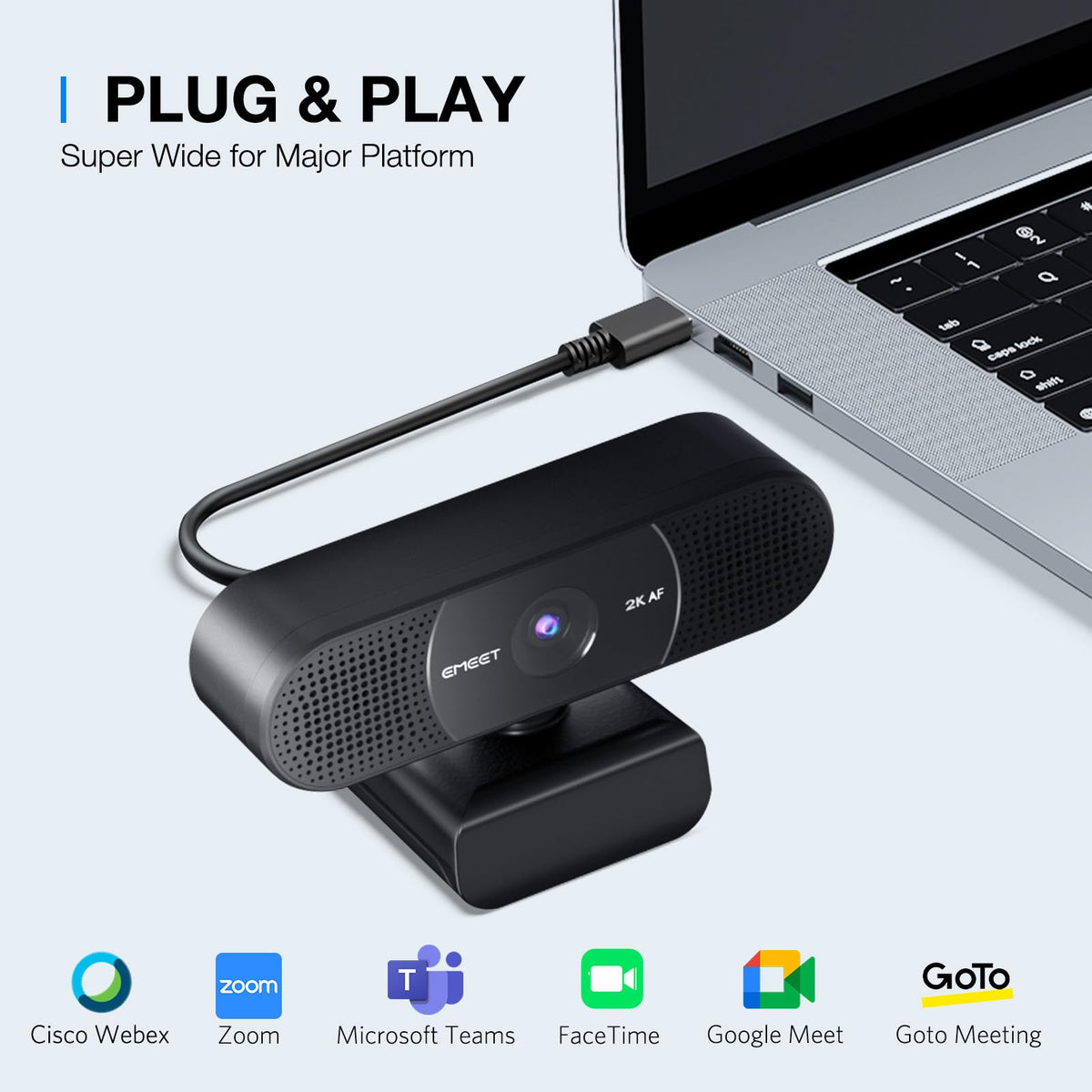 EMEET C960 Ultra 4K Webcam for Mac & PC, 1/1.5" Large Sensor, Metal Body