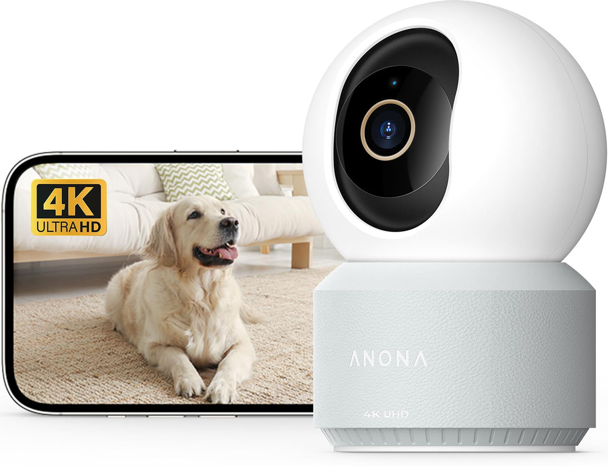 Anona 4K UHD Indoor Camera, Pet/Dog/Baby Security Camera with Phone App, 360Â°Pan-Tilt, 2.4G/5G Dual-Band Wi-Fi 6, Auto-Tracking, Person/Pet/Baby Crying Detection, Privacy Mode, Two-Way Audio, 4 Pack
