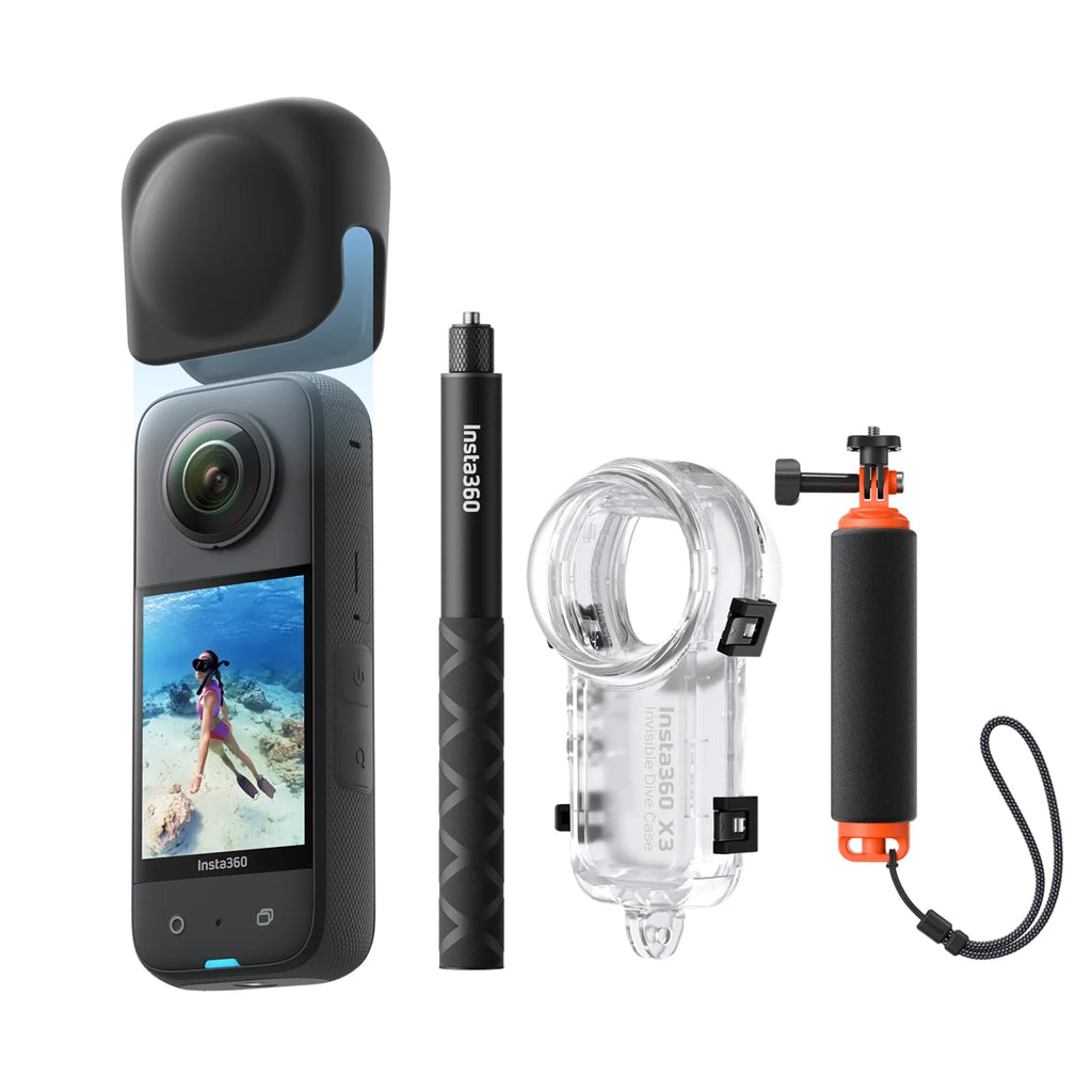 Insta360 X3, 360 Action Camera with 5.7K 360 Active HDR Video, 4K Single-Lens Camera, Waterproof, FlowState Stabilization, 2.29" Touchscreen, AI Editing, for Motorcycle, Wintersports and Vlogging