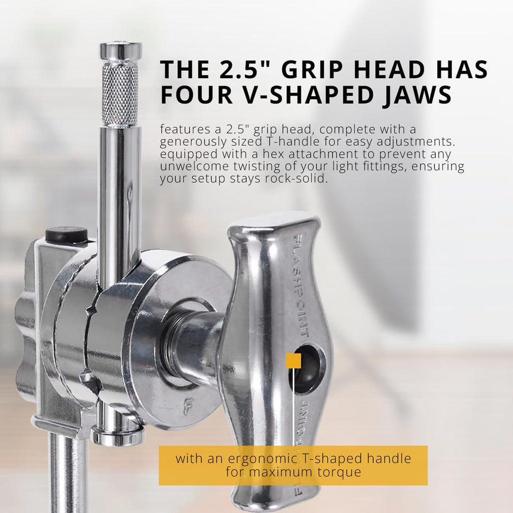 Flashpoint 20" Quick Release Turtle Base C-Stand Kit with 2.5" Grip Head 20" Grip Arm (Chrome)