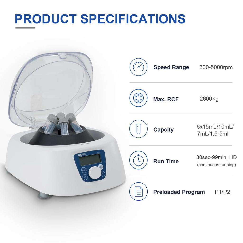 ONiLAB PRP Centrifuge, 300-5000RPM, 2600Ãg LCD Lab Centrifuge