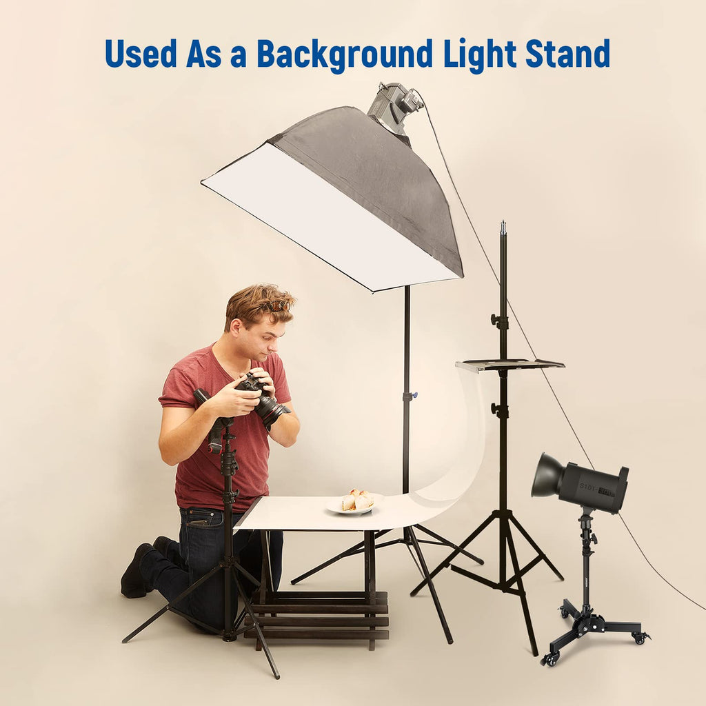 NEEWER Pack of 2 Heavy Duty Light Stands with Wheels, 2.4 Feet Max. Height, Foldable Tripod for Low Angle Shooting, Lighting Stand for Softbox, Monolight and Other Photography Equipment, ST72