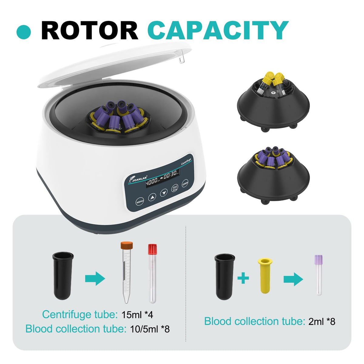 JOANLAB LC-400 PRP Centrifuge, 8x2/5/10ml & 4x15ml Tubes