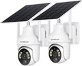 SEHMUA 2K Solar Security Cameras Wireless Outdoor, 2 Pack 360Â° View Pan/Tilt WiFi Security Camera Outside with Color Night Vision,Easy to Install, PIR Alarm, 2-Way Audio