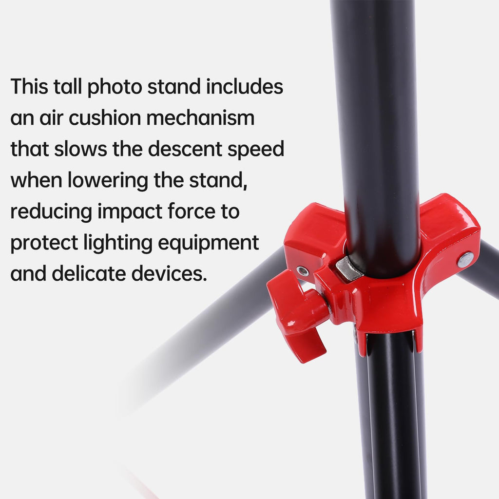 Yoidesu 3 Section Air Cushioned Light Stand, Heavy Duty Stainless Steel Photography Stand with 1/4 3/8 Inch Screw Mounts for Studio Video Recording Camera LED Light (Orange)