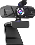 TRAUSI 2K HD Plug & Play Webcam with Privacy Cover and Noise-Canceling Mic, Compatible with Teams Beiyongde