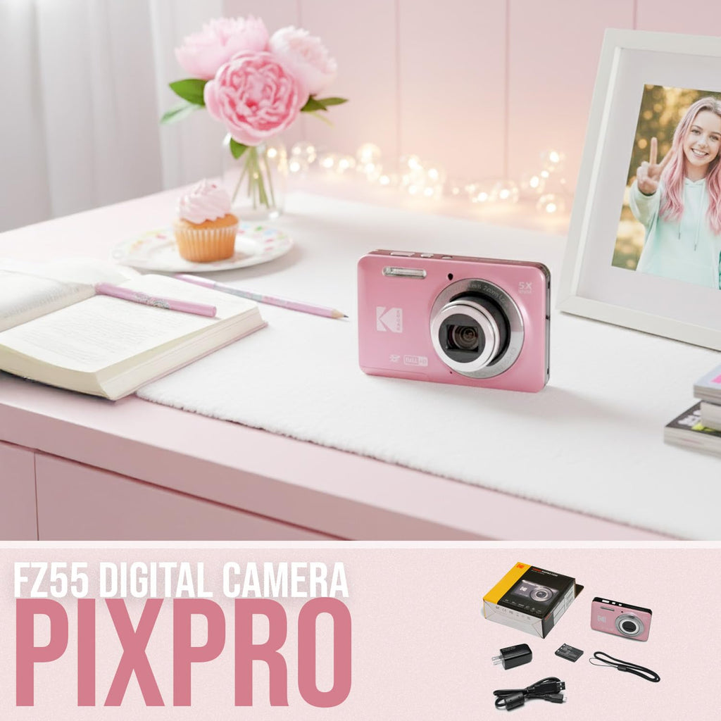 KODAK PIXPRO FZ55 16MP Compact Digital Camera, 5X Optical Zoom, Blue