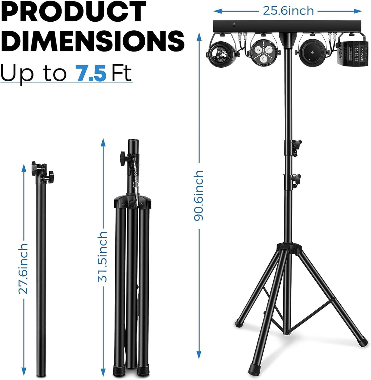 Telbum DJ Lights Package with Stand and 1500W Fog Machine, Make a DJ Show