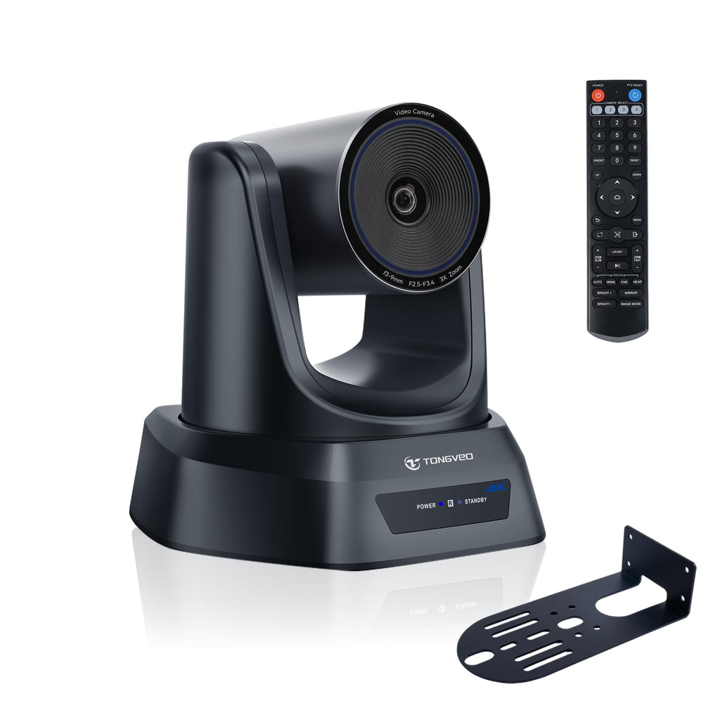 TONGVEO 3X Optical Zoom PTZ Camera AI Auto-Tracking HDMI USB 3.0 1080P 60fps Wide-Angle for Video Conference Business Meeting Live Streaming Online Learn with Zoom YouTube Teams OBS and More