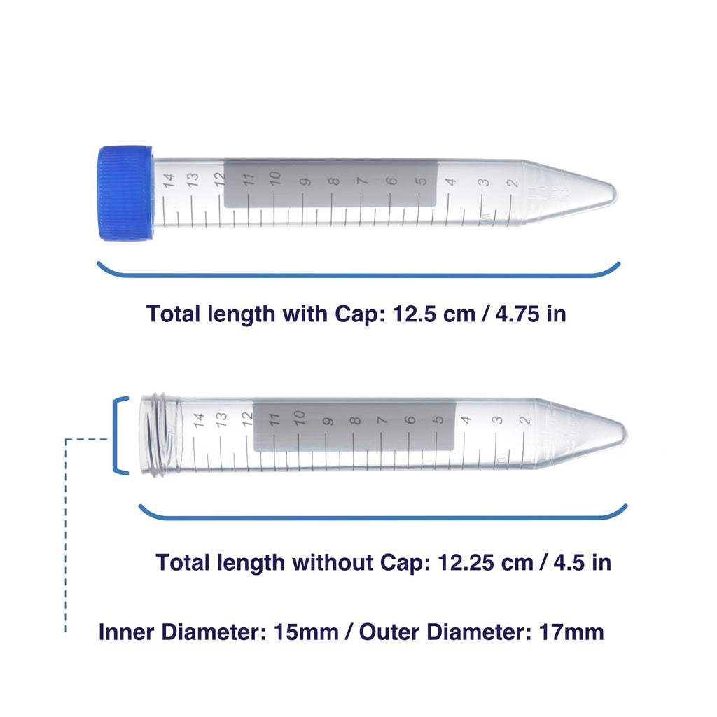 Kashi Scientific 50mL Self Standing Centrifuge Tubes with Screw Cap Lid, Lab Grade Polypropylene Plastic, Skirted, Printed Graduation, Write-on Spot [50mL Self-Standing, 500]