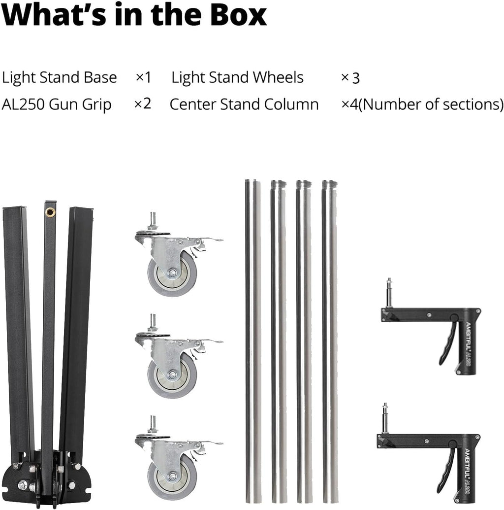 AMBITFUL 8.5FT Light Stand with Wheels, Heavy Duty for Studio Lights
