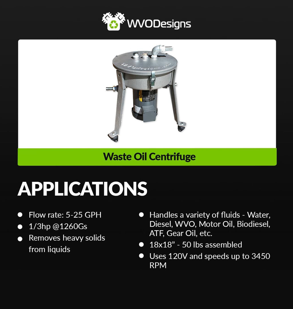 Waste Oil Centrifuge RPC101, Cleans & Processes 25 Gallons/Hour
