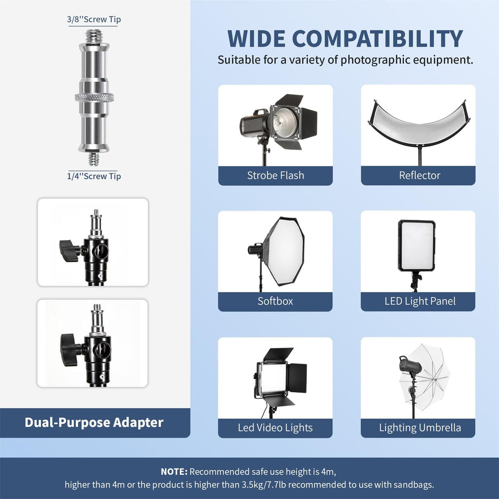 Kate 2Pcs Heavy Duty 10.8ft Light Stand with Casters for Softbox, Monolight