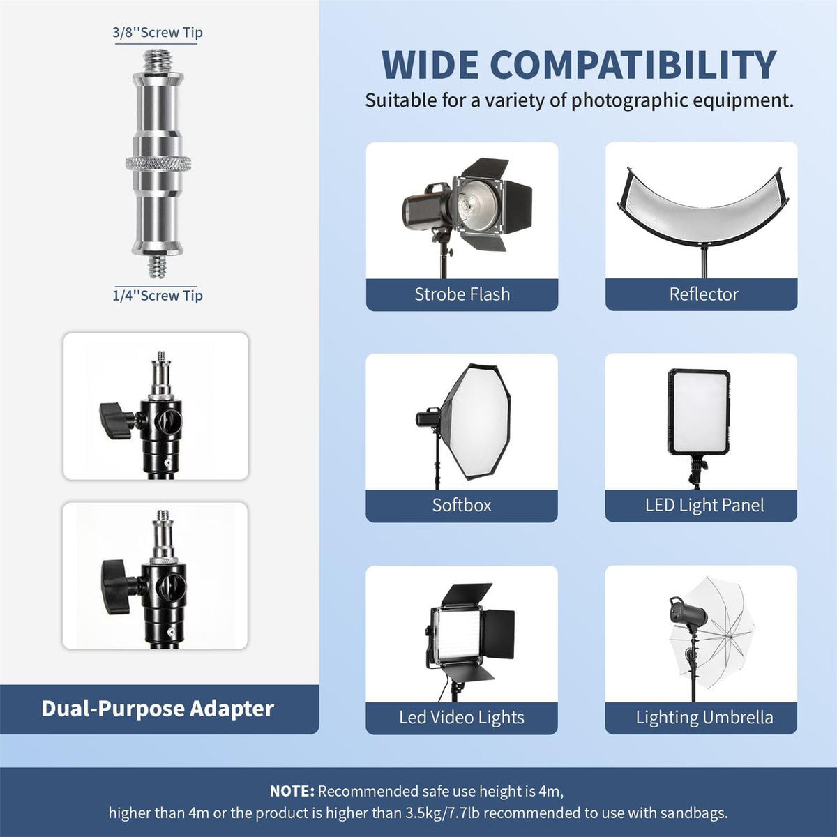 Kate 2Pcs Heavy Duty 10.8ft Light Stand with Casters for Softbox, Monolight