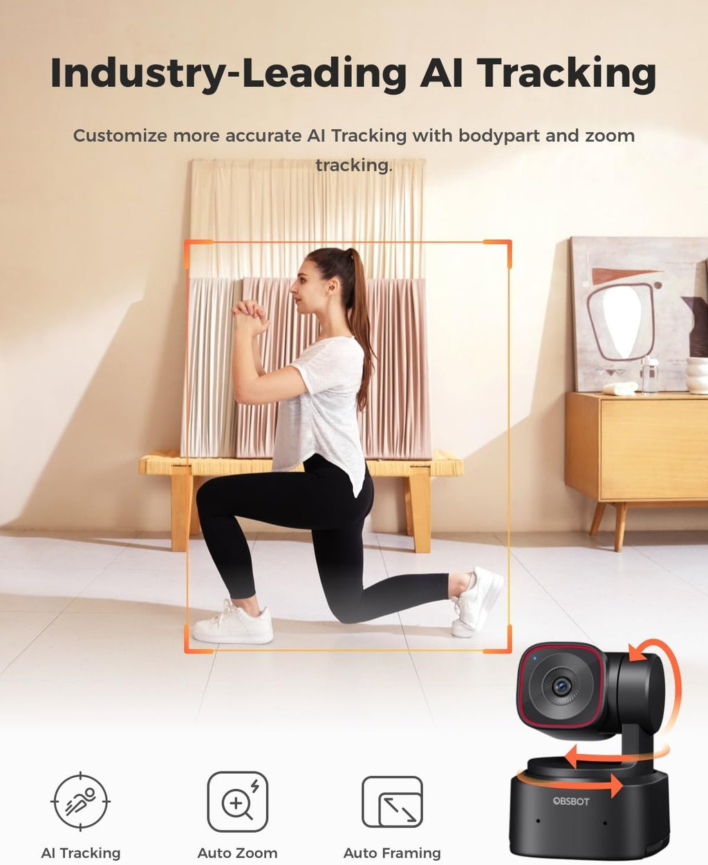 OBSBOT Tiny 2 Lite 4K Webcam for PC, AI Tracking PTZ Streaming Camera
