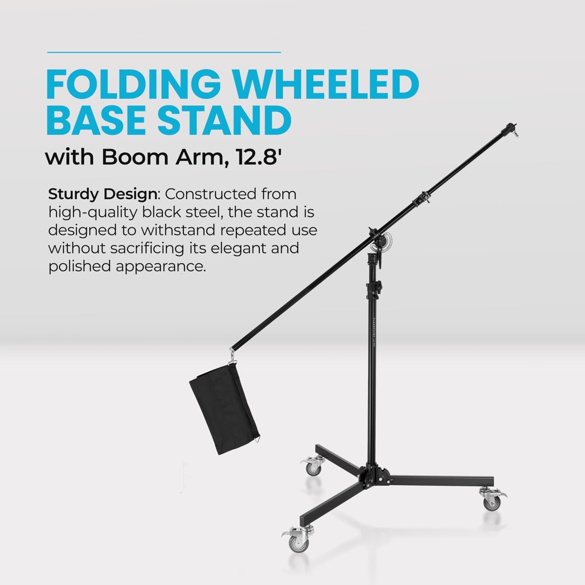 Flashpoint 12.8' Folding Wheeled Base Stand with Boom Arm