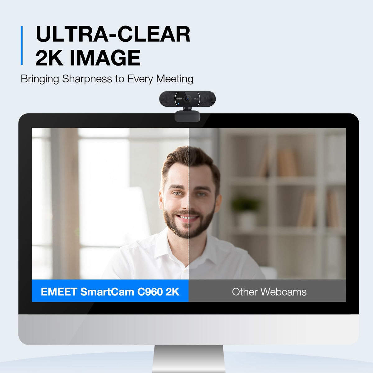 EMEET C960 Ultra 4K Webcam for Mac & PC, 1/1.5" Large Sensor, Metal Body