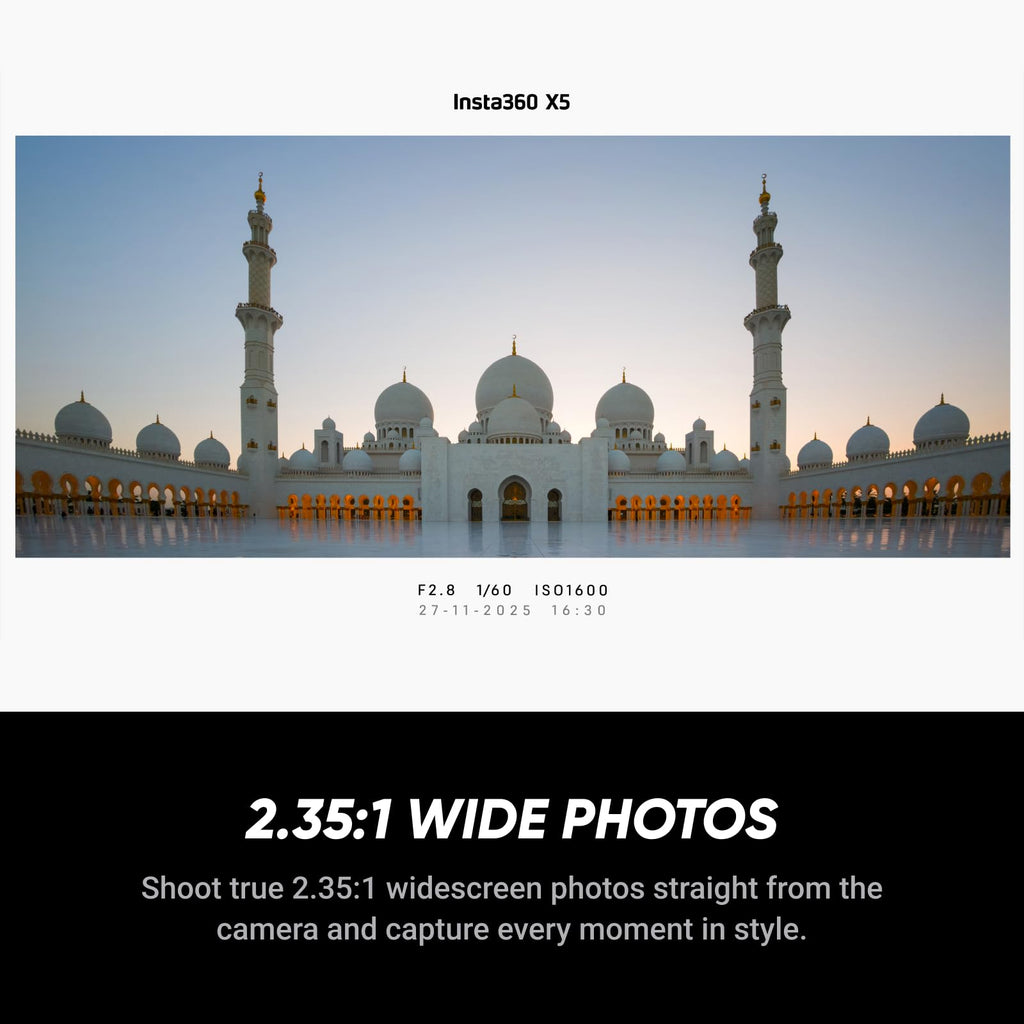 Insta360 X5 - Waterproof 8K 360Â° Action Camera, Leading Low Light, Invisible Selfie Stick Effect, Rugged and Replaceable Lens, 3-Hour Battery, Built-in Wind Guard, Stabilization, Triple AI Chip Design