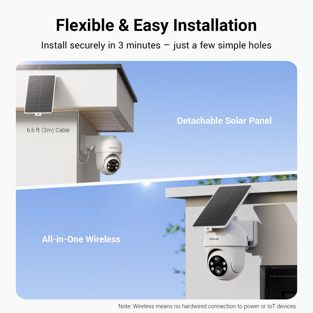 ANSQUE Home Security Cameras Wireless Outdoor, Solar Powered, 4-Cam System