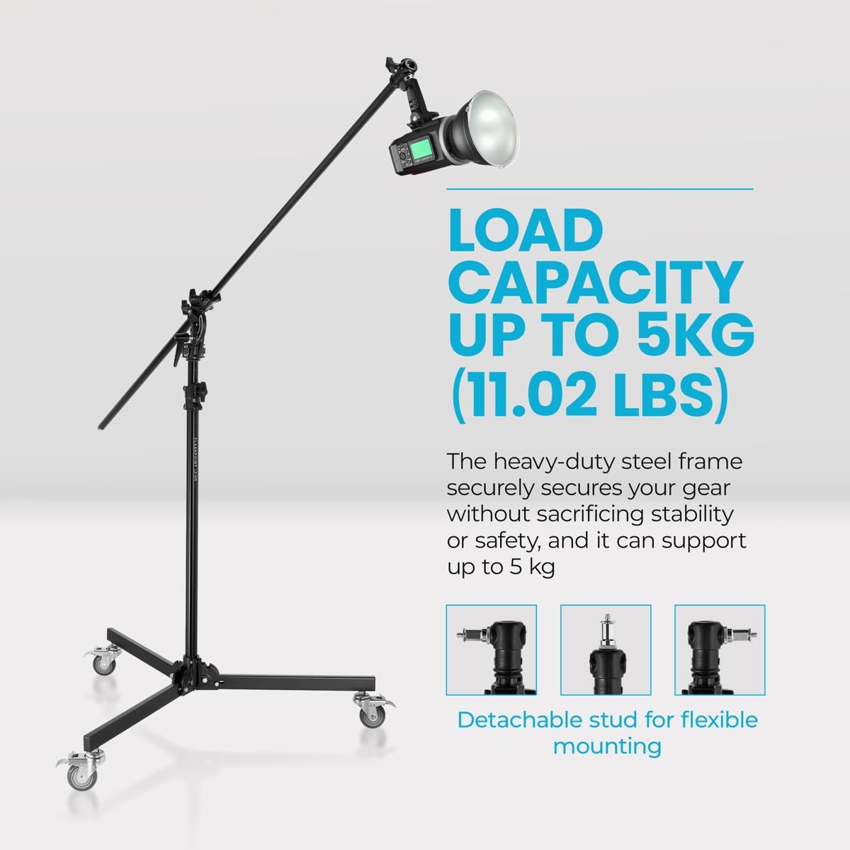 Flashpoint 12.8' Folding Wheeled Base Stand with Boom Arm