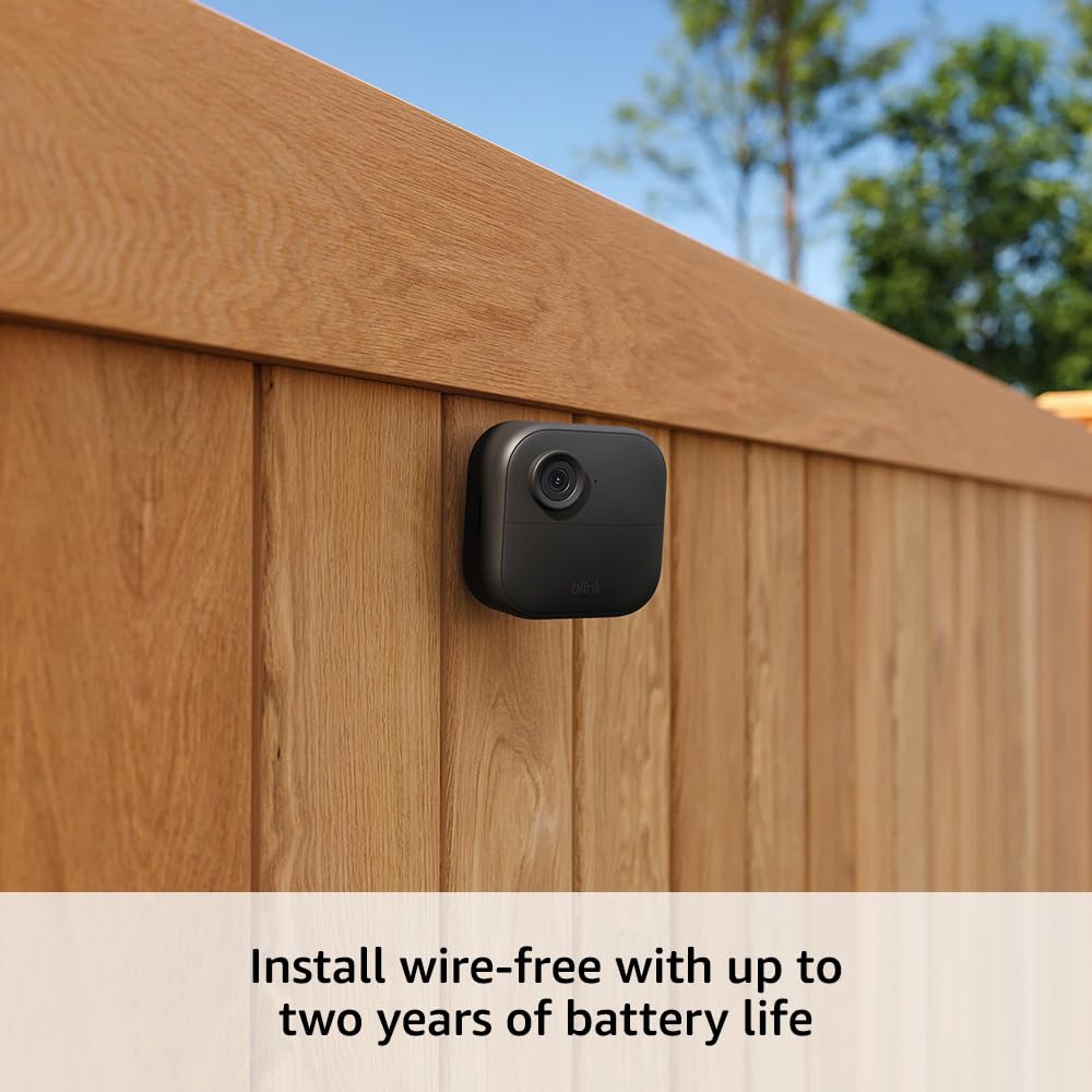 Blink Outdoor 4 â Wireless smart security camera, two-year battery life, 1080p HD day and infrared night live view, two-way talk. Sync Module Core included â 3 camera system