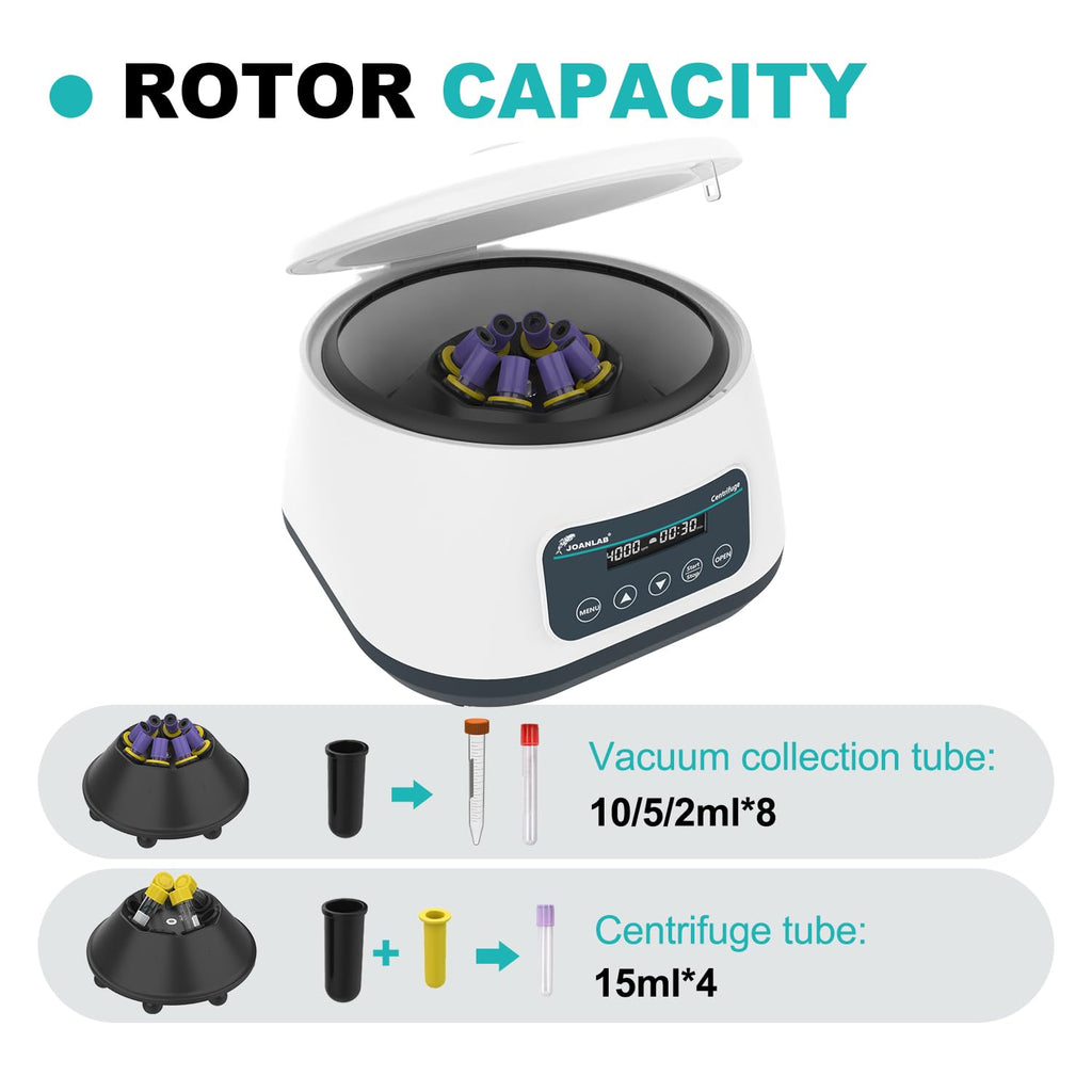 JOANLAB LC-400 PRP Centrifuge, 8x2/5/10ml & 4x15ml Tubes