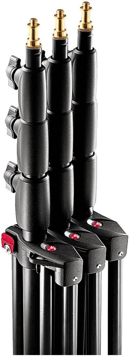 Manfrotto 1004BAC 144-Inch Air Cushioned Aluminum Master Light Stand with 4 Sections and 3 Risers, 3-Pack (Black)
