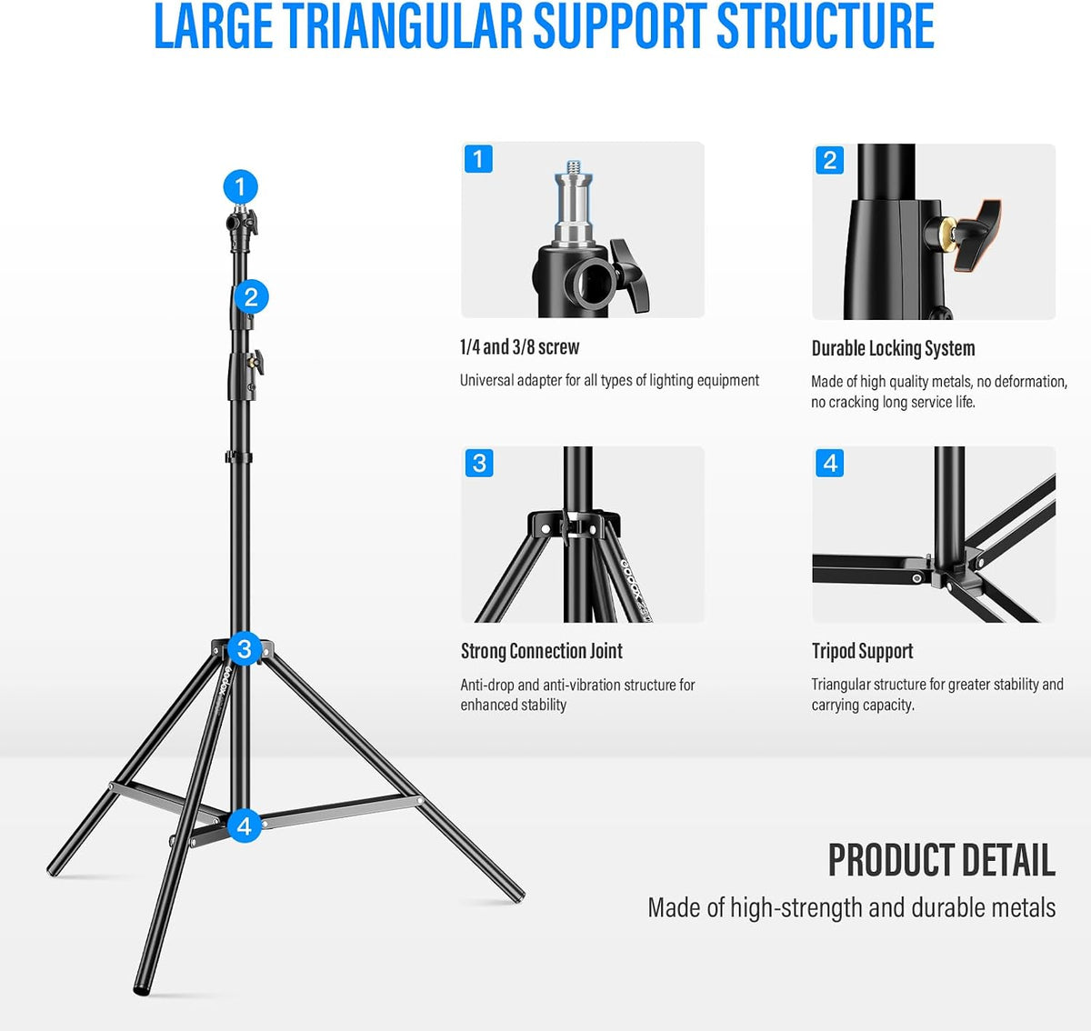 GODOX 380F Heavy Duty Light Stand 150in/12.6' Light Stand Spring Cushioned
