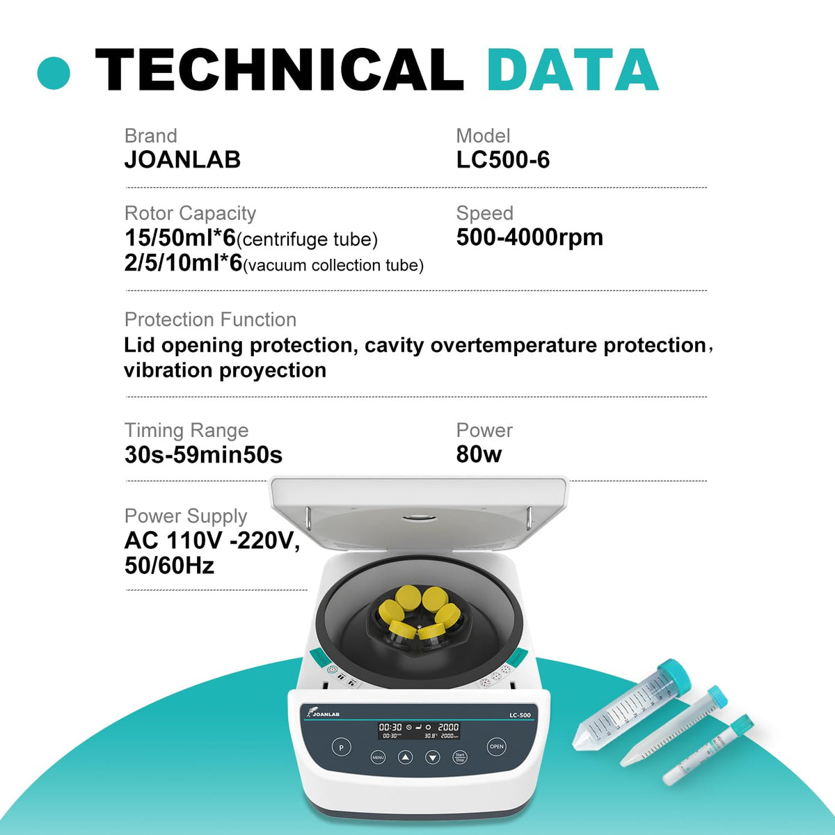 JOANLAB LC500-MP Microplate Centrifuge, 4Ã96-Well, 500-2000RPM